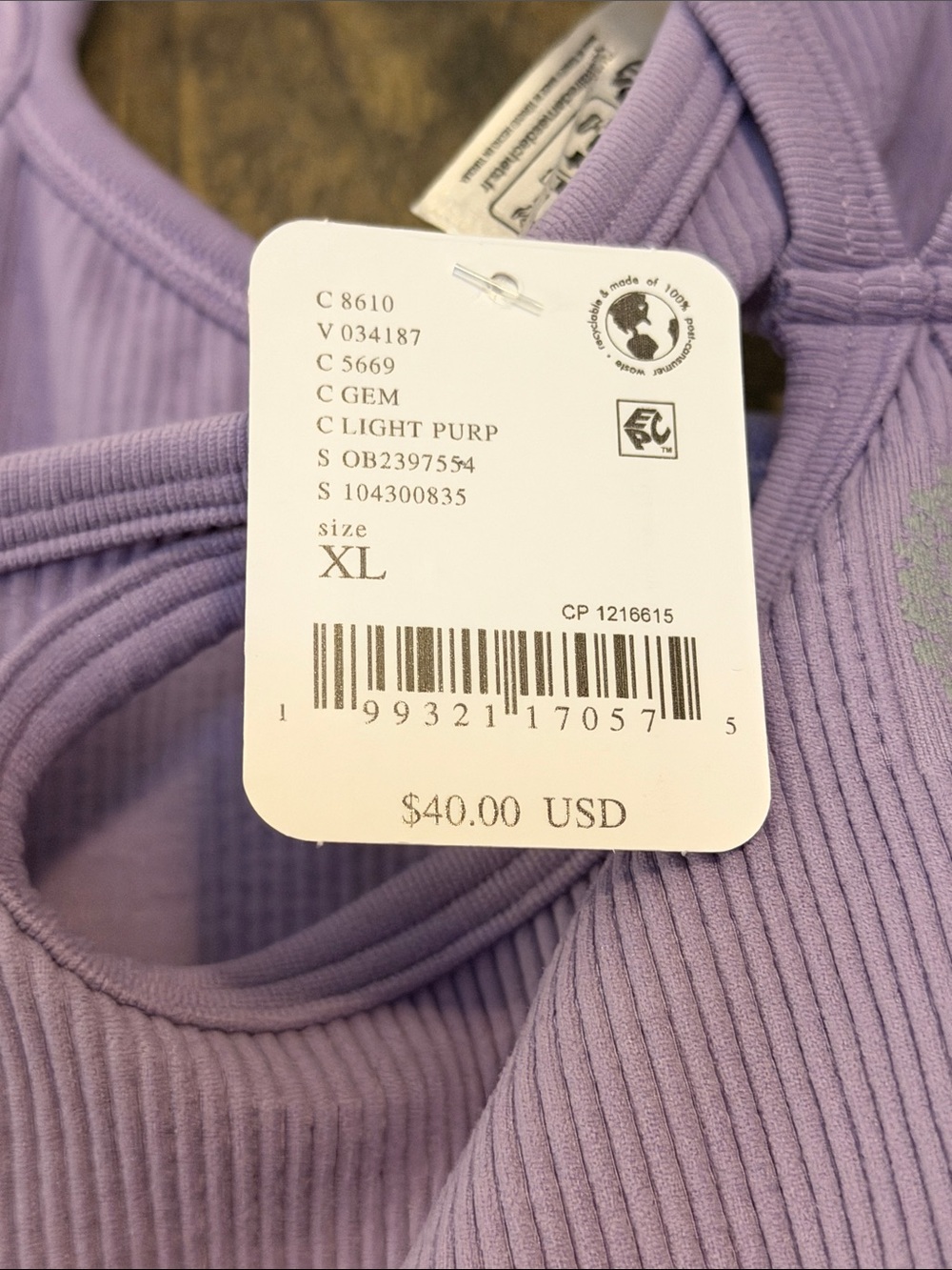 NWT Women’s Lilac Ribbed Strappy Cami Top - Picture 3 of 6